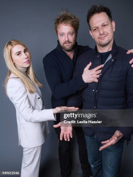 Zosia Mamet, Joshua Leonard, and Josh Charles pose for a portrait during the Jury Welcome Lunch - 2018 Tribeca Film Festival at Tribeca Film Center...