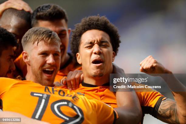 Helder Costa of Wolverhampton Wanderers celebrates a goal during the Sky Bet Championship match between Bolton Wanderers and Wolverhampton Wanderers...