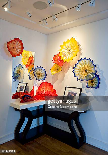 Glass sculptures by artist Dale Chihuly hang in the entryway of the apartment of Marc Dreier, founder of law firm Dreier LLP sentenced to 20 years in...