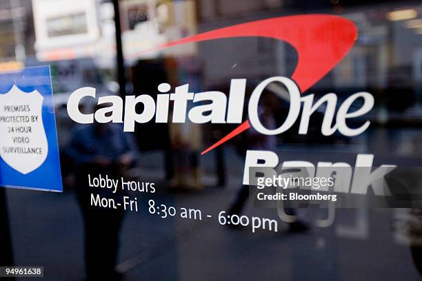 Capital One bank branch stands in New York, U.S., on Tuesday, June 30, 2009. Capital One Financial Corp's earnings will be released on July 23 after...
