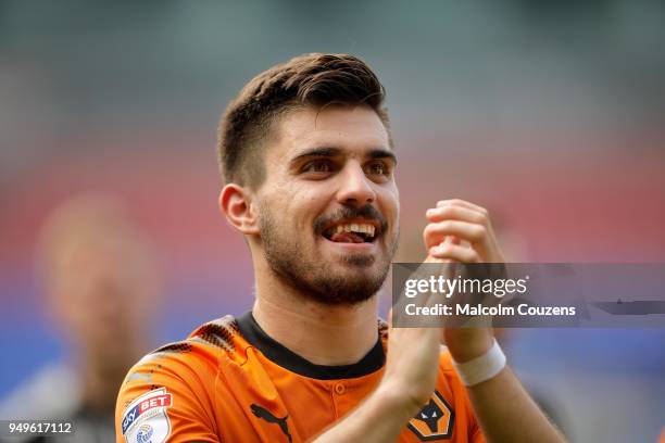 Ruben Neves of Wolverhampton Wanderers reacts following the Sky Bet Championship match between Bolton Wanderers and Wolverhampton Wanderers at Macron...