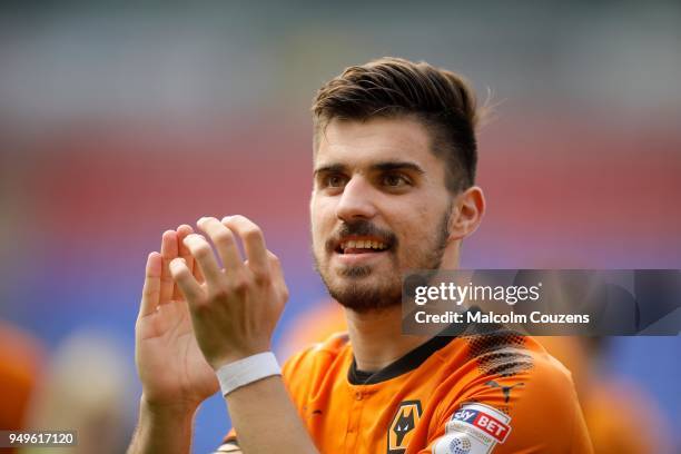 Ruben Neves of Wolverhampton Wanderers reacts following the Sky Bet Championship match between Bolton Wanderers and Wolverhampton Wanderers at Macron...