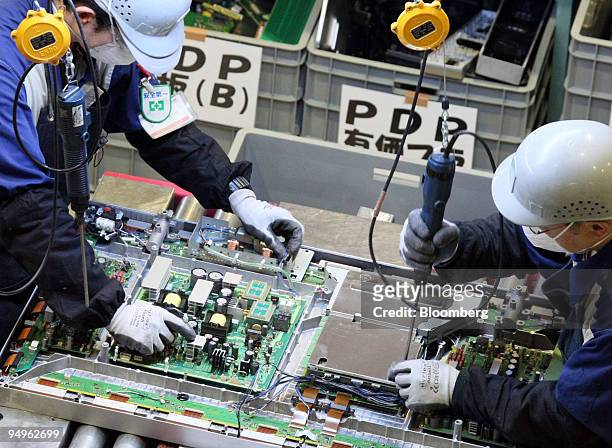 Panasonic Corp.'s televisions are dismantled for recycling at the Panasonic Eco Technology Center Co. Plant in Kato City, Hyogo Prefecture, Japan, on...