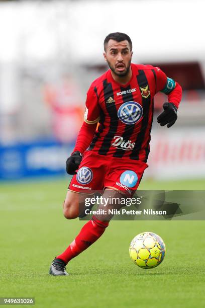 Brwa Nouri of Ostersunds FK during the Allsvenskan match between Ostersunds FK and Orebro SK at Jamtkraft Arena on April 21, 2018 in Ostersund,...