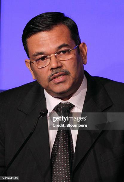 Mallya, managing director of Bank of Baroda, speaks at the India Leadership Conclave '09 meeting in New Delhi, India, on Saturday, Sept. 26, 2009....