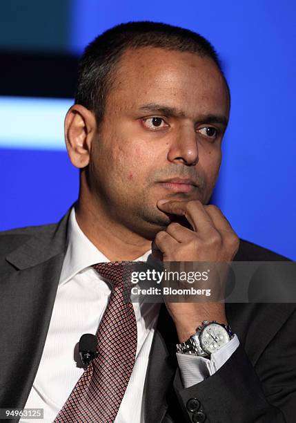 Sundar Raman, chief executive officer of the Indian Premier Cricket League, pauses at the India Leadership Conclave '09 meeting in New Delhi, India,...