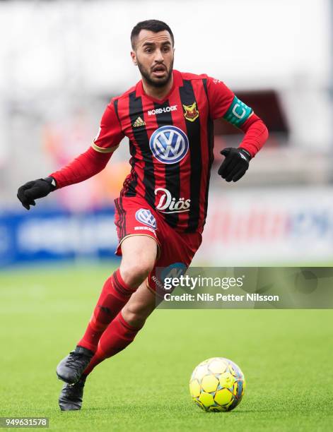 Brwa Nouri of Ostersunds FK during the Allsvenskan match between Ostersunds FK and Orebro SK at Jamtkraft Arena on April 21, 2018 in Ostersund,...