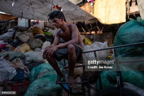 Residents of Happy Land village collects and recycle plastic wastes as a means of living on April 18, 2018 in Manila, Philippines. The Philippines...