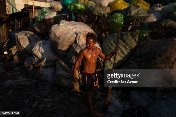 Residents of Happy Land village collects and recycle plastic wastes as a means of living on April 18, 2018 in Manila, Philippines. The Philippines...