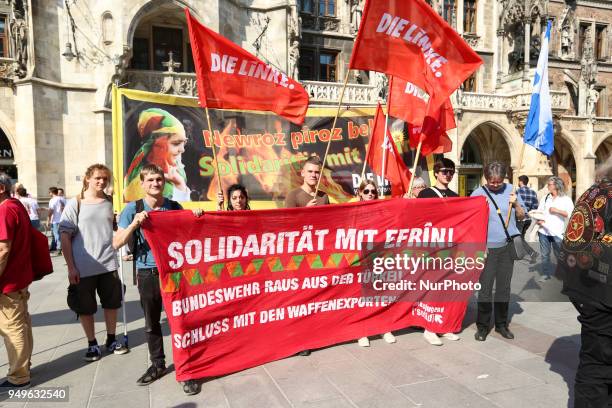 Activists of Die LINKE demonstrated in Munich against the Turkish Army in Afrin, Syria.