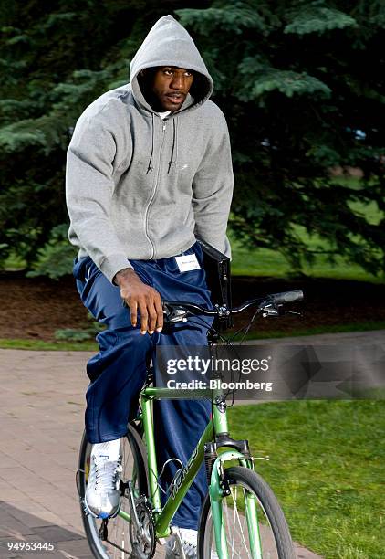 LeBron James, professional basketball player for the Cleveland Cavaliers, arrives for a morning session during the Allen & Co. Media and Technology...