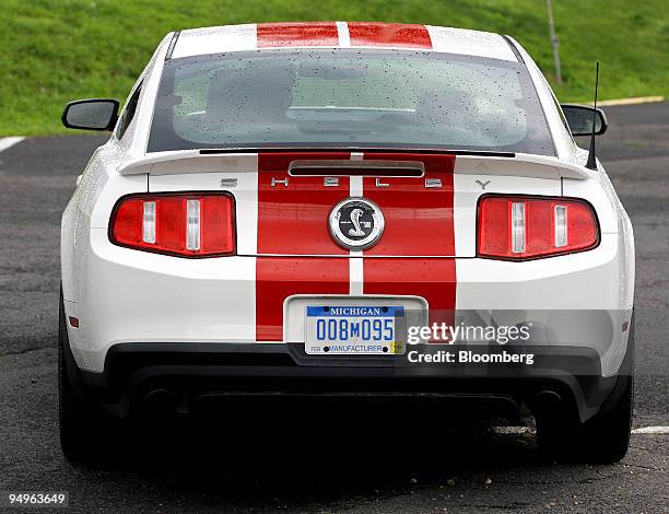 Ford Shelby Cobra GT 500 is displayed for a photograph during a media test drive in Highland Falls, New York, U.S., on Tuesday, July 7, 2009. The...