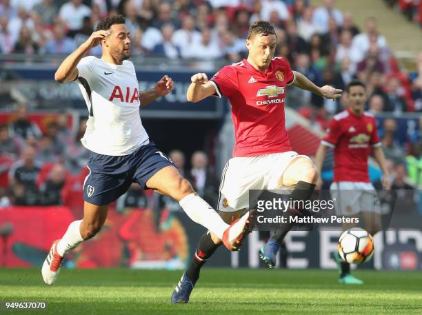Nemanja Matic of Manchester United in action with Mousa Dembele of Tottenham Hotspur during the Emirates FA Cup semi-final match between Manchester...