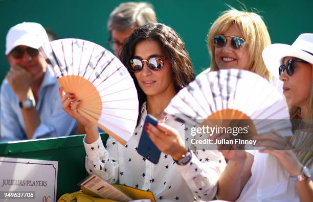 Girlfriend of Nadal, Xisca Perello with Nadal's mother Ana Maria Parera and sister Maria Isabel Nadal as they watch Rafael Nadal of Spain play Grigor...