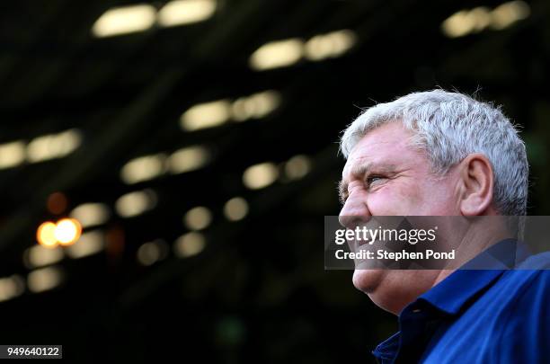 Aston Villa Manager Steve Bruce on the touchline during the Sky Bet Championship match between Ipswich Town and Aston Villa at Portman Road on April...