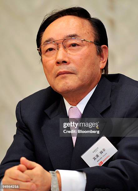 Teruyuki Minoura, president of Daihatsu Motor Co., announces the company's second-quarter earnings in Tokyo, Japan, on Monday, Nov. 2, 2009. Daihatsu...