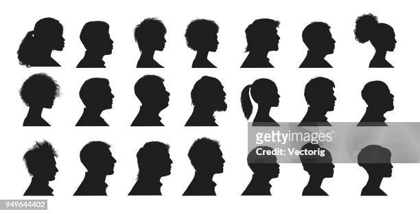 menschliche gesichter - in silhouette stock-grafiken, -clipart, -cartoons und -symbole