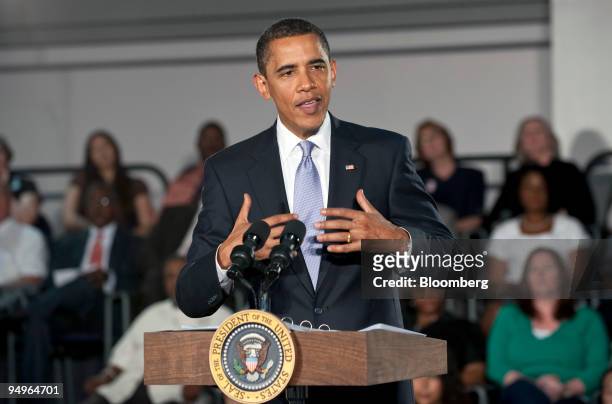 President Barack Obama speaks about health care at a town hall meeting at Northern Virginia Community College in Annandale, Virginia, U.S., on...