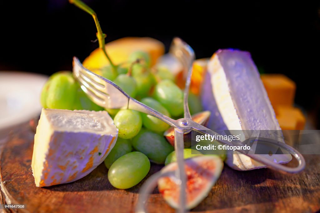 Tray of fruits and cheese