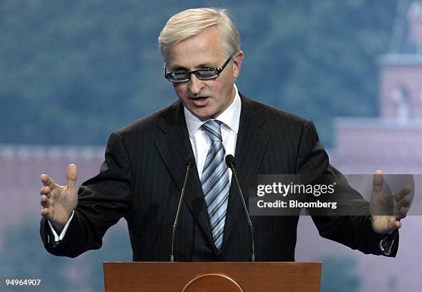 Alexander Shokhin, the head of the Russian Union of Industrialists and Entrepreneurs, speaks during a Russia Business summit in Moscow, Russia, on...