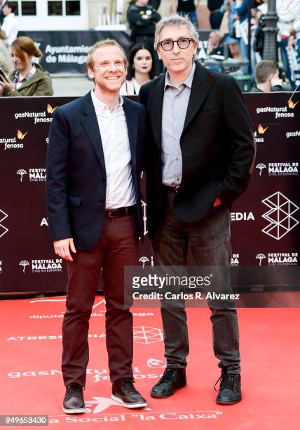 Fernando Ramallo and David Trueba attend the 21th Malaga Film Festival closing ceremony at the Cervantes Teather on April 21, 2018 in Malaga, Spain.