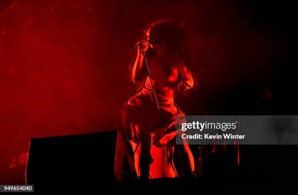 Performs onstage during the 2018 Coachella Valley Music And Arts Festival at the Empire Polo Field on April 20, 2018 in Indio, California.