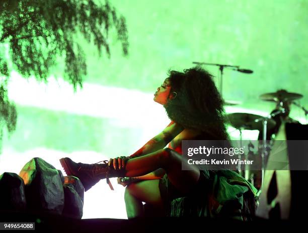 Performs onstage during the 2018 Coachella Valley Music And Arts Festival at the Empire Polo Field on April 20, 2018 in Indio, California.