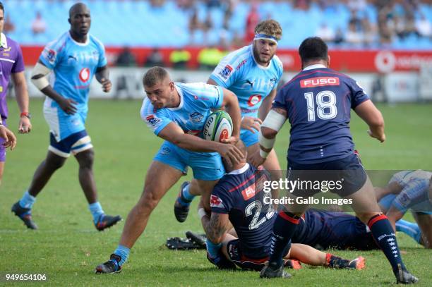 Jaco Visagie of the Bulls during the Super Rugby match between Vodacom Bulls and Rebels at Loftus Versfeld on April 21, 2018 in Pretoria, South...