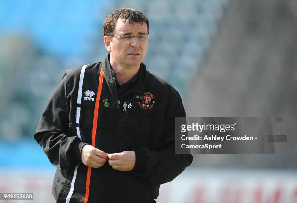 Blackpool manager Gary Bowyer during the Sky Bet League One match between Gillingham and Blackpool at Priestfield Stadium on April 21, 2018 in...