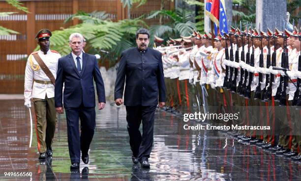 President of Cuba Miguel Díaz-Canel welcomes President of Venezuela Nicolas Maduro during his official visit to Cuba on April 21 in Havana, Cuba....