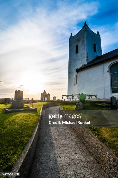 little church with cemetery, ballycastle, northern ireland, united kingdom - ballycastle stock pictures, royalty-free photos & images