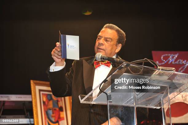 Former Mayor of Atlanta Andrew Young attends the 26th anniversary UNCF Mayor's Masked Ball at Atlanta Marriot Marquis on December 19, 2009 in...