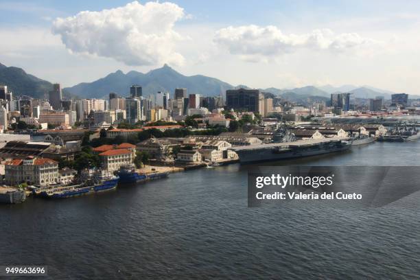 aerial rio harbour navy ship - valeria del cueto stock pictures, royalty-free photos & images