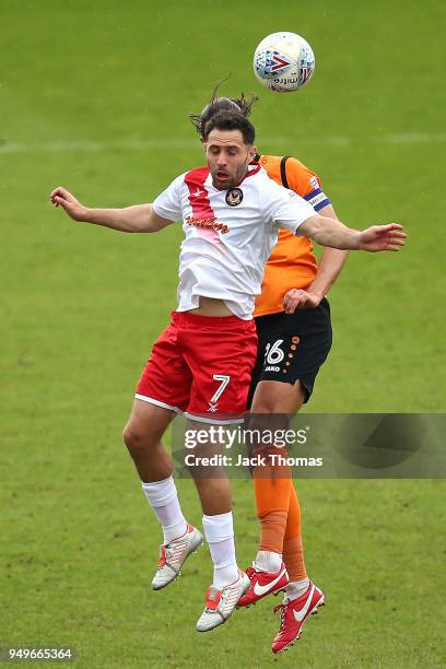 Robbie Willmott of Newport County AFC and Dan Sweeney of Barnet FC in action during the Sky Bet League Two match between Barnet FC and Newport County...