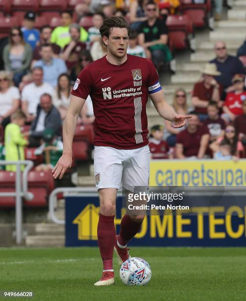 Ash Taylor of Northampton Town in action during the Sky Bet League One match between Northampton Town and Plymouth Argyle at Sixfields on April 21,...