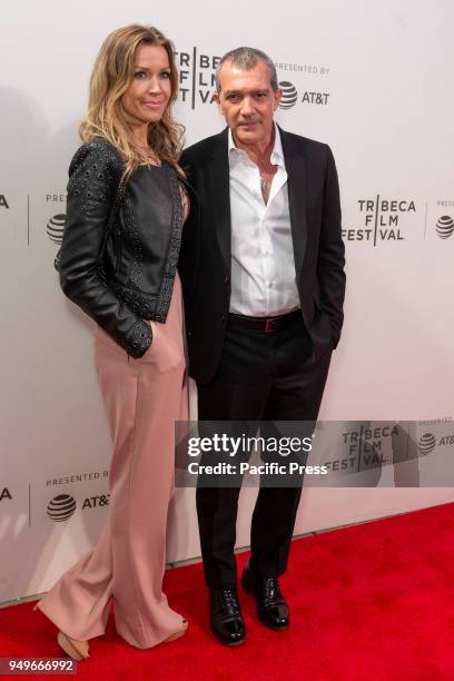 Nicole Kimpel and Antonio Banderas attend premiere of Genius: Picasso during Tribeca Film Festival at BMCC.