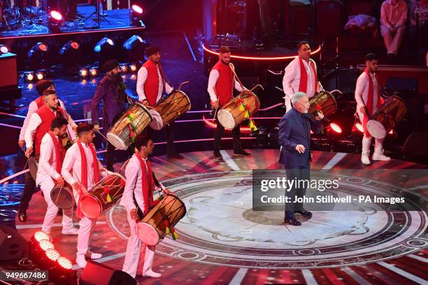 Sir Tom Jones performs at the Royal Albert Hall in London during a star-studded concert to celebrate the Queen's 92nd birthday.