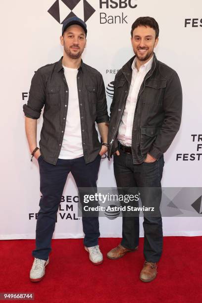 Directors Jeff Zimbalist and Michael Zimbalist attend a screening for "Momentum Generation" during te 2018 Tribeca Film Festival at SVA Theatre on...