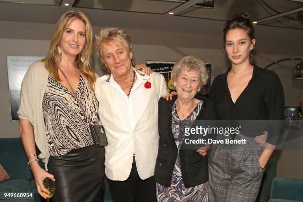 Penny Lancaster, Sir Rod Stewart, sister Mary Stewart and daughter Renee Stewart attend a screening of "Rod The Mod" at BFI Southbank on April 21,...