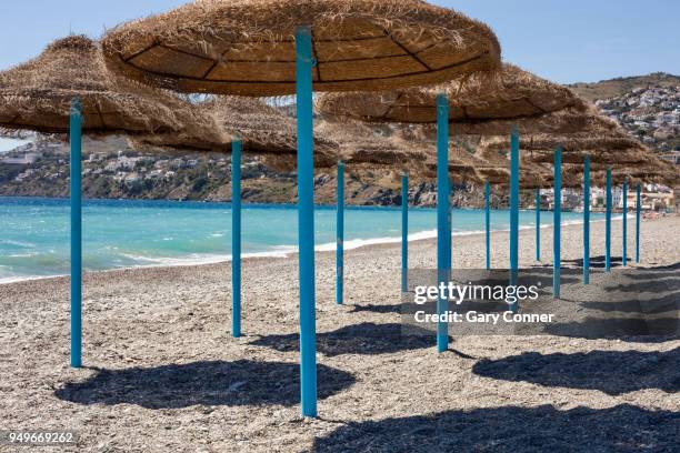 beach shades - salobreña stock pictures, royalty-free photos & images