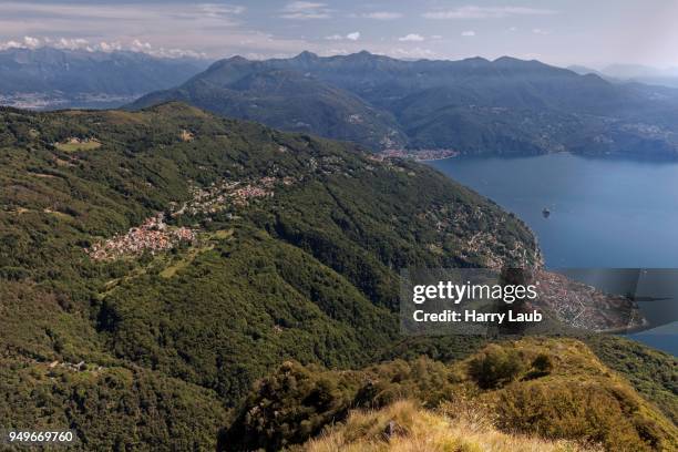 view of monte morissolo to trarego-viggiona and lago maggiore, cannero riviera, verbano-cusio-ossola province, piedmont region, italy - province of verbano cusio ossola ストックフォトと画像