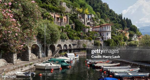 small marina in cannero riviera, lago maggiore, verbano-cusio-ossola province, piedmont region, italy - province of verbano cusio ossola stock pictures, royalty-free photos & images