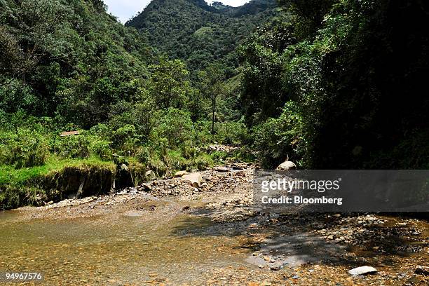 The Coloso river runs along the site of AngloGold Ashanti Ltd.'s La Colosa gold deposit in Cajamarca, Tolima, Colombia, on Friday, Aug. 28, 2009....