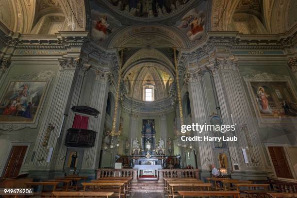 st. georg parish church, interior, cannero riviera, lago maggiore, verbano-cusio-ossola province, piedmont region, italy - province of verbano cusio ossola fotografías e imágenes de stock