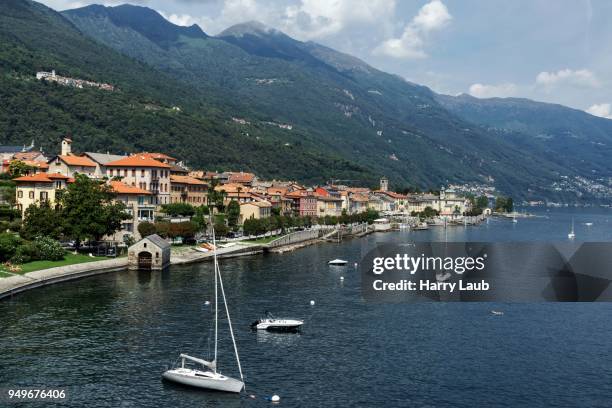 view of the old town of cannobio, lago maggiore, verbano-cusio-ossola province, piedmont region, italy - province of verbano cusio ossola stock pictures, royalty-free photos & images