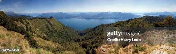 view from morissolino to lago maggiore, left peak of cima di morissolo, panorama, cannero riviera, verbano-cusio-ossola province, piedmont region, italy - province of verbano cusio ossola stock pictures, royalty-free photos & images