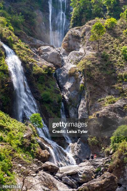 Waterfall on the Manaslu Circuit near Machakhola, a two days walk from the trailhead at Arugath Bazaar. The 16-day Manaslu Circuit is part of the...