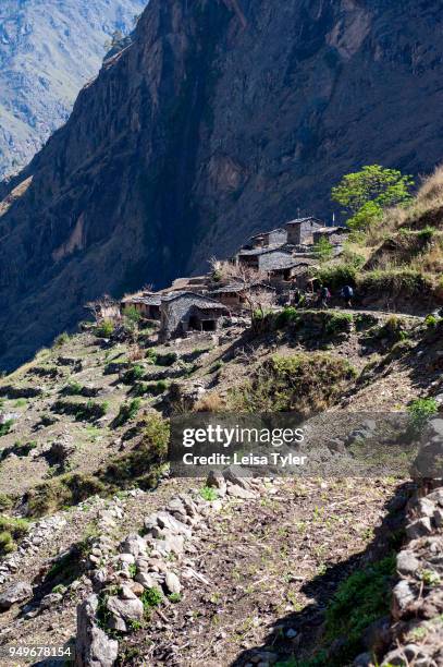 Village on the Manaslu Circuit near Philim, 5 days from the trailhead at Arughat Bazaar. The 16-day Manaslu Circuit is part of the Great Himalaya...