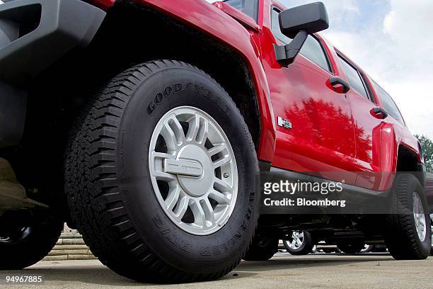 Hummer H3 sits on Good Year tires in Garner, North Carolina, U.S., on Wednesday, Sept. 2, 2009. Rubber prices are expected to climb as much as 19...