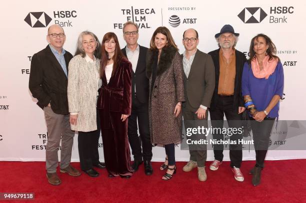 Filmmakers and documentary subjects Amy Herdy, Kirby Dick, Amy Ziering, Ken Grossinger, Micheline Klagsbrun pose with guests during the "Bleeding...